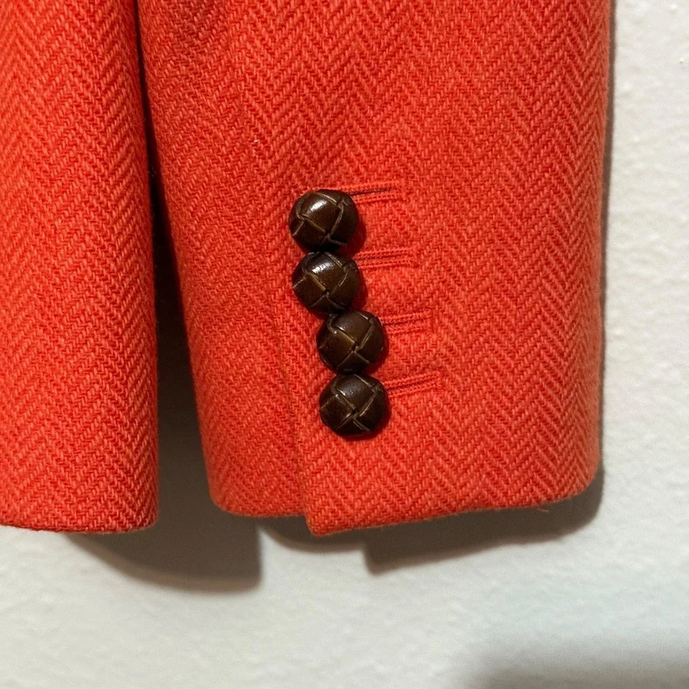 J‎ Crew Women's 100% Wool Blazer Herringbone Orange Sz 0P Classic Preppy